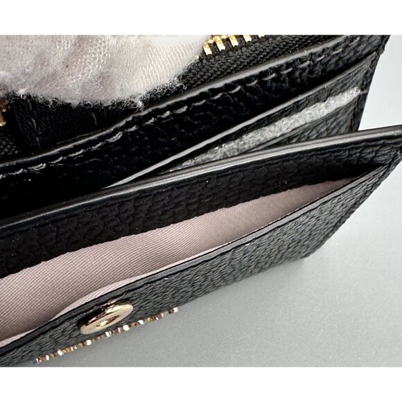 Kate Spade KH156 Knott Zip Card Holder Black Pebbled Leather Gold Hardware NWOT - Picture 10 of 15